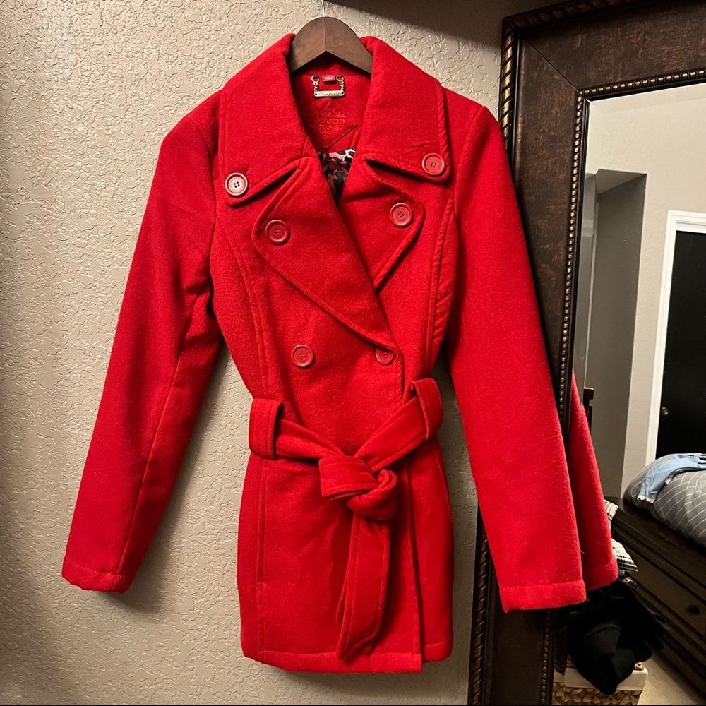 Red wool pea coat (M)